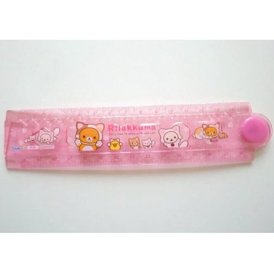 Photo1: San-x Rilakkuma Folding Ruler 30 cm Pink Brand New