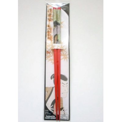 Photo1: Ukiyoe Wooden Chopsticks red Toshusai Sharaku Brand New