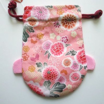 Photo2: Japan Chirimen Crape Works Goldfish kingyo mini Pouch Kimono pink New