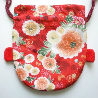 Photo2: Japan Chirimen Crape Works Goldfish kingyo Pouch Kimono red New