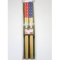 Polka Dot Handmade Bamboo Chopsticks red blue 2 pairs set Brand New