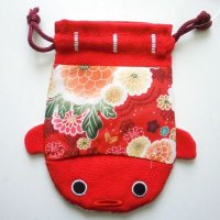 Japan Chirimen Crape Works Goldfish kingyo mini Pouch Kimono New