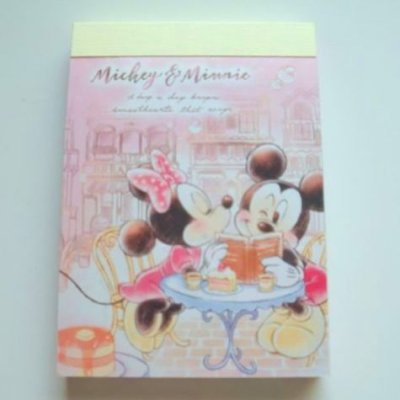 Photo1: Disney Mickey Minnie Mouse Mini Memo Pad Cafe Brand New