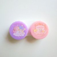 Sanrio Little Twin Stars Kiki & Lala Contact Lens Case pink purple Brand New