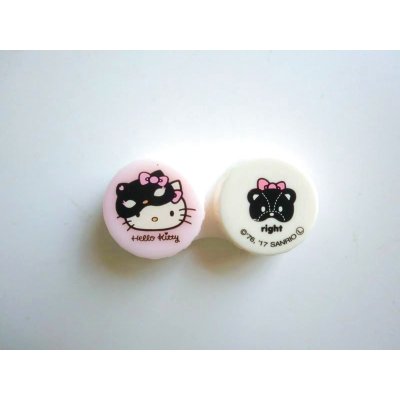 Photo1: Sanrio Hello Kitty Contact Lens Case pink white Brand New