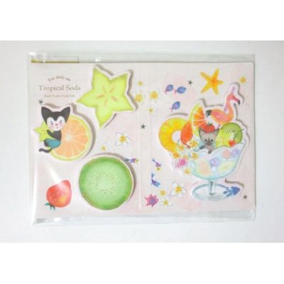 Photo1: Lovely Dreamy Sweets Fruit Parfait Cat Memo Tags Slips Labels set New