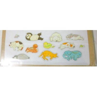 Photo2: Cat bear panda dog animal fell asleep sleeping flake vinyl stickers 50pcs New