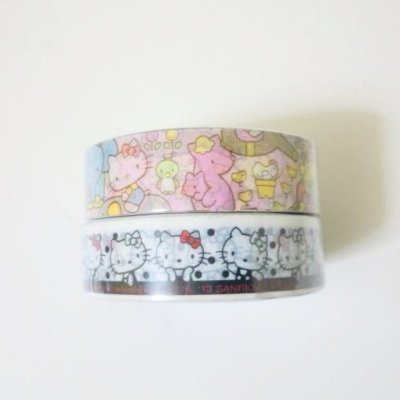 Photo1: Sanrio Hello Kitty elephant pink Scotch Tape sellotape 2 pcs set Brand New