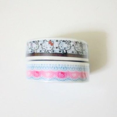 Photo1: Sanrio Hello Kitty Scotch Tape sellotape 2 pcs set Brand New