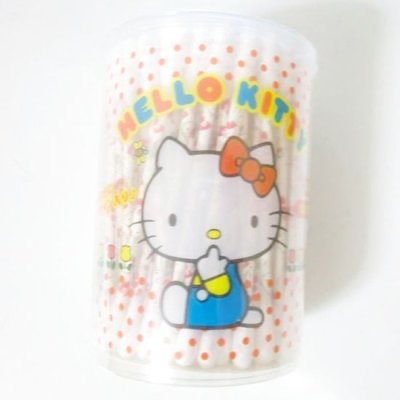 Photo1: Sanrio Hello Kitty cotton swab ear bud q-tip 100 pcs set Brand New