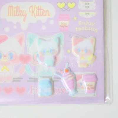 Photo3: Mini petite writing paper set cat kitten purple lovely Brand New