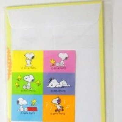 Photo2: Peanuts Snoopy mini envelopes roller skate yellow Brand New