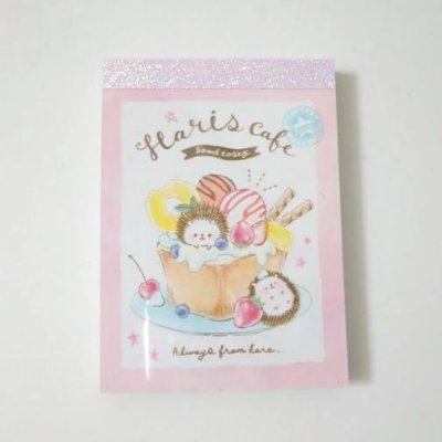 Photo1: Hedgehog Haris Cafe Memo Pad Sweets lovely Brand-New