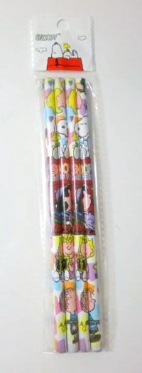 Peanuts Snoopy Woodstock Shroeder Lucy Linus Sally Pencils 4set Brand New