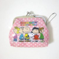 Peanuts Snoopy Charlie Brown & Friends Mini Coin Vinyl Purse Pouch Pink Green Brand New