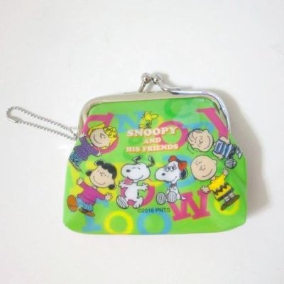 Photo2: Peanuts Snoopy Charlie Brown & Friends Mini Coin Vinyl Purse Pouch Pink Green Brand New