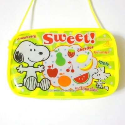 Photo1: Peanuts Snoopy Mini Vinyl Pouch Yellow Brand New