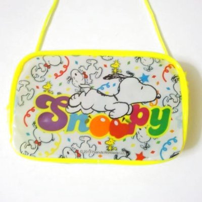 Photo2: Peanuts Snoopy Mini Vinyl Pouch Yellow Brand New