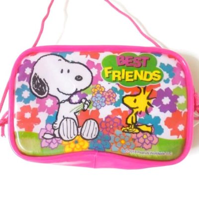 Photo2: Peanuts Snoopy Mini Vinyl Pouch Pink Brand New