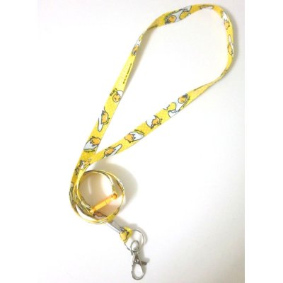 Photo1: Sanrio Gudetama Egg Name ID Card Holder Neck Strap lanyard Yellow New