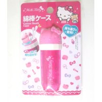 Sanrio Hello Kitty Cotton Swab ear bud q-tip Case Glitter Pink Brand New