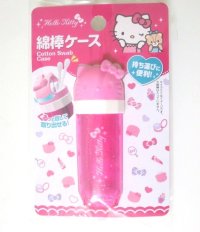 Sanrio Hello Kitty Cotton Swab ear bud q-tip Case Glitter Pink Brand New