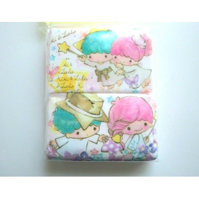 Photo1: Sanrio Little Twin Stars Kiki & Lala Pocket Tissue 4 pcs white Brand New