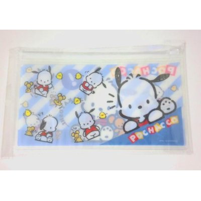 Photo2: Sanrio Pochacco slide fastener vinyl pouch Bag for makeup stationary etc... New