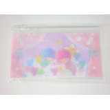 Sanrio Little Twin Stars Kiki & Lala slide fastener vinyl pouch Bag for makeup stationary etc... New