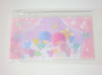 Sanrio Little Twin Stars Kiki & Lala slide fastener vinyl pouch Bag for makeup stationary etc... New