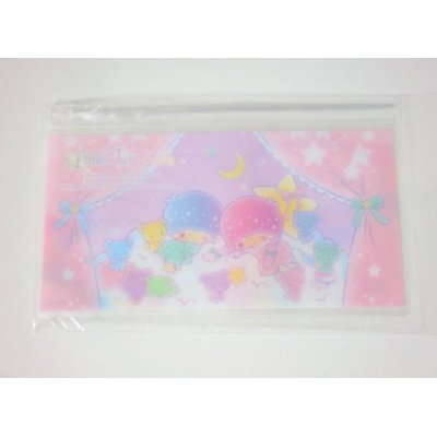 Photo1: Sanrio Little Twin Stars Kiki & Lala slide fastener vinyl pouch Bag for makeup stationary etc... New