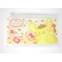 Sanrio Pompompurin slide fastener vinyl pouch Bag for makeup stationary etc... New