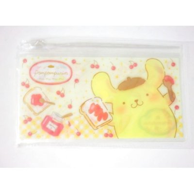 Photo1: Sanrio Pompompurin slide fastener vinyl pouch Bag for makeup stationary etc... New