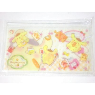 Photo2: Sanrio Pompompurin slide fastener vinyl pouch Bag for makeup stationary etc... New