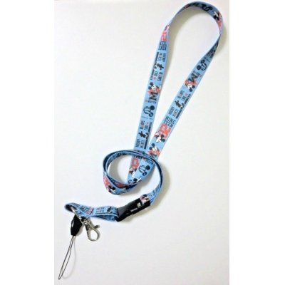 Photo1: Disney Mickey Mouse ID Card Holder Neck Strap lanyard Blue New