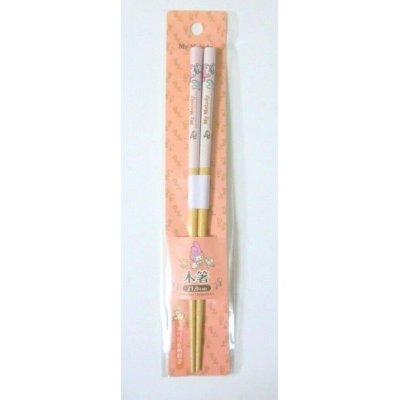 Photo1: Sanrio My Melody Wooden Chopsticks pink Brand New