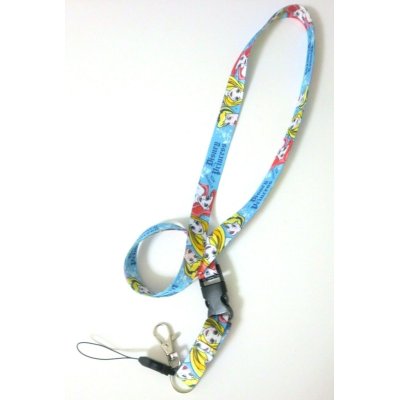 Photo1: Disney Princess Cinderella Rapunzel Ariel ID Card Holder Neck Strap lanyard blue