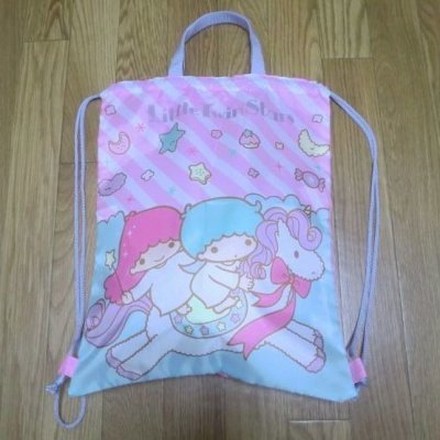 Photo2: Sanrio Little Twin Stars Kiki & Lala backsack bag Brand New