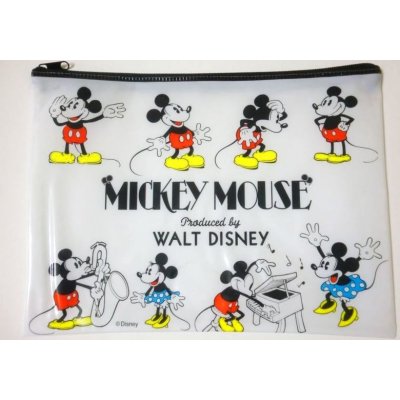 Photo1: Disney Mickey Minnie Mouse Vinyl Pouch Bag Brand New