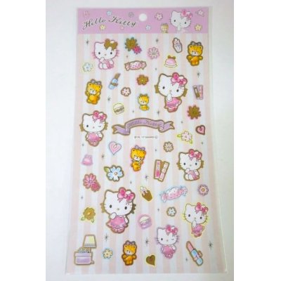 Photo1: Sanro Hello Kitty stickers makeup flower pink Brand New 