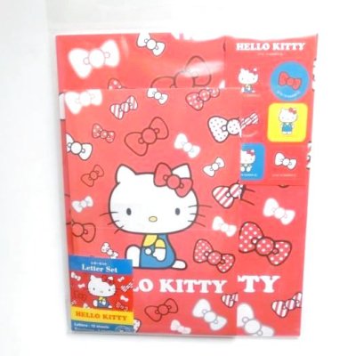 Photo1: Sanrio Hello Kitty Writing paper set letter ribbon red Brand New