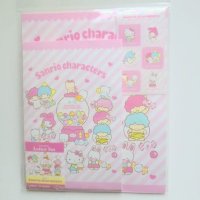 Sanrio Hello Kitty Kiki Lala My Melody etc... Writing paper set letter pink Brand New