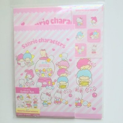 Photo1: Sanrio Hello Kitty Kiki Lala My Melody etc... Writing paper set letter pink Brand New