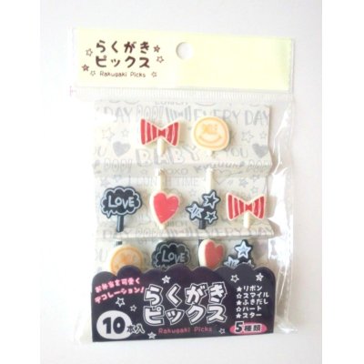 Photo1: Bento Lunch Box Accessories Food Picks heart ribbon etc 10 pcs New