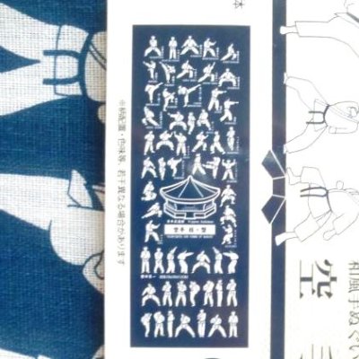 Photo2: Tenugui Cotton Cloth Karate techniques forms Japanese 100% Cotton navy Brand-New