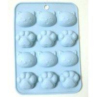 Silicone Mold Animal Cat Paw Ice cube Chocolate Blue New