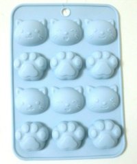 Silicone Mold Animal Cat Paw Ice cube Chocolate Blue New