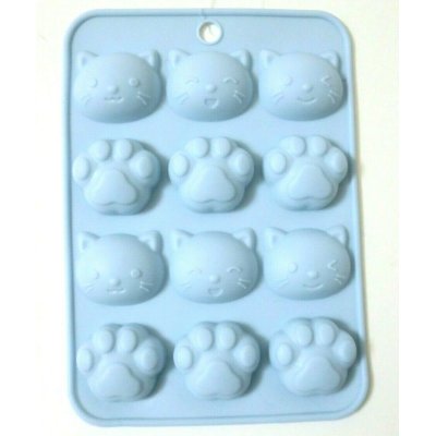 Photo1: Silicone Mold Animal Cat Paw Ice cube Chocolate Blue New