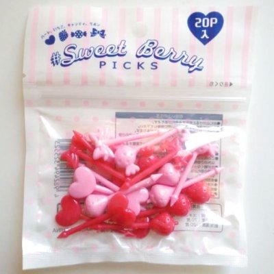 Photo1: Bento Lunch Box Accessory Food Picks 20 pcs ribbon heart candy strawberry  Brand-New