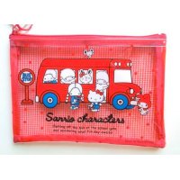 Sanrio Characters Hello Kitty My Melody Little Twin Stars etc... Pouch Mesh Bag Red Brand New